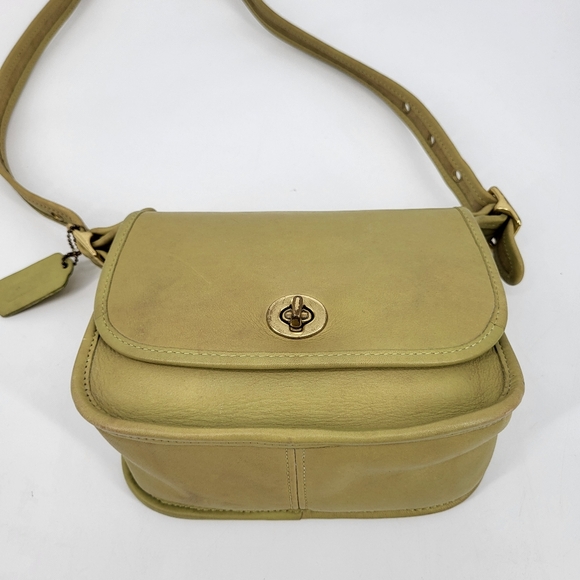 Vintage Coach Legacy Small Fold Over Flap Shoulder Bag Purse Green Leather - Picture 11 of 13